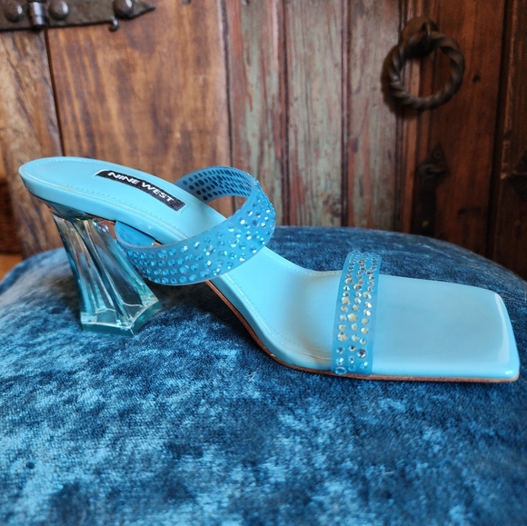 Nine West Darla heel, blue, sz 6 - Picture 3 of 8